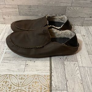 Olukai moloa leather sheep fur slippers men size 12